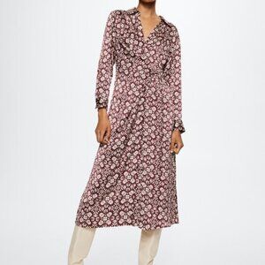 Mango mauve/ White Print Dress (Small)